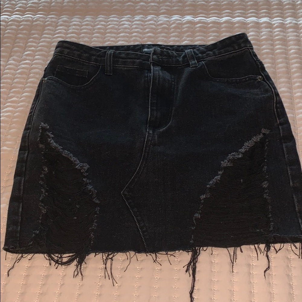 black denim jean skirt